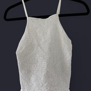 White Textured Halter Neck Tank So Goods For Life size Medium Cotton Blend